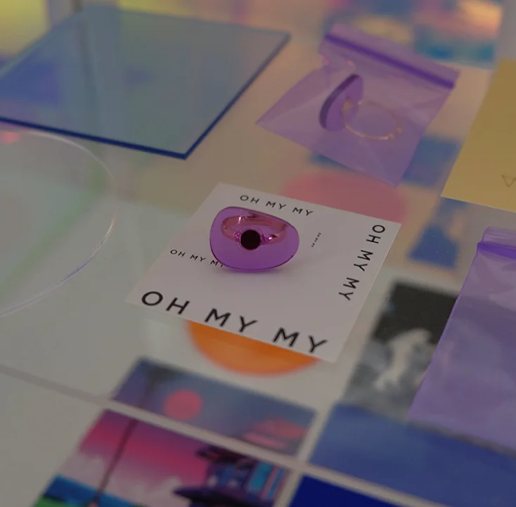 Korean Style Transparent Color Acrylic Irregular Shape Resizable Fashion Finger Ring