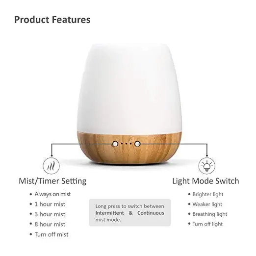Soicare 180ml home ultrasonic bamboo glass cover air humidifier aroma diffuser