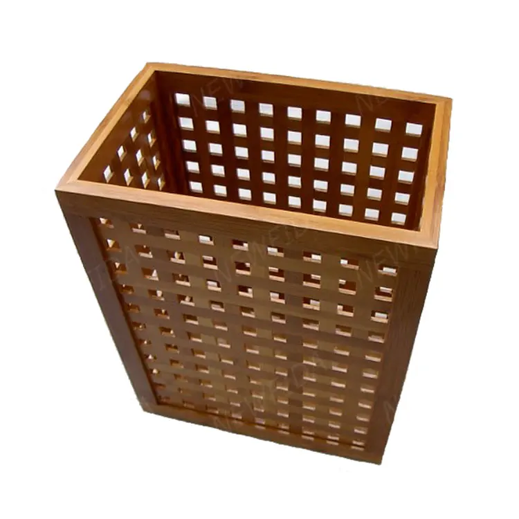 Unique Waste Paper Bin 10 x 6.5 x 12 inch Bamboo and Wooden Waste Bin