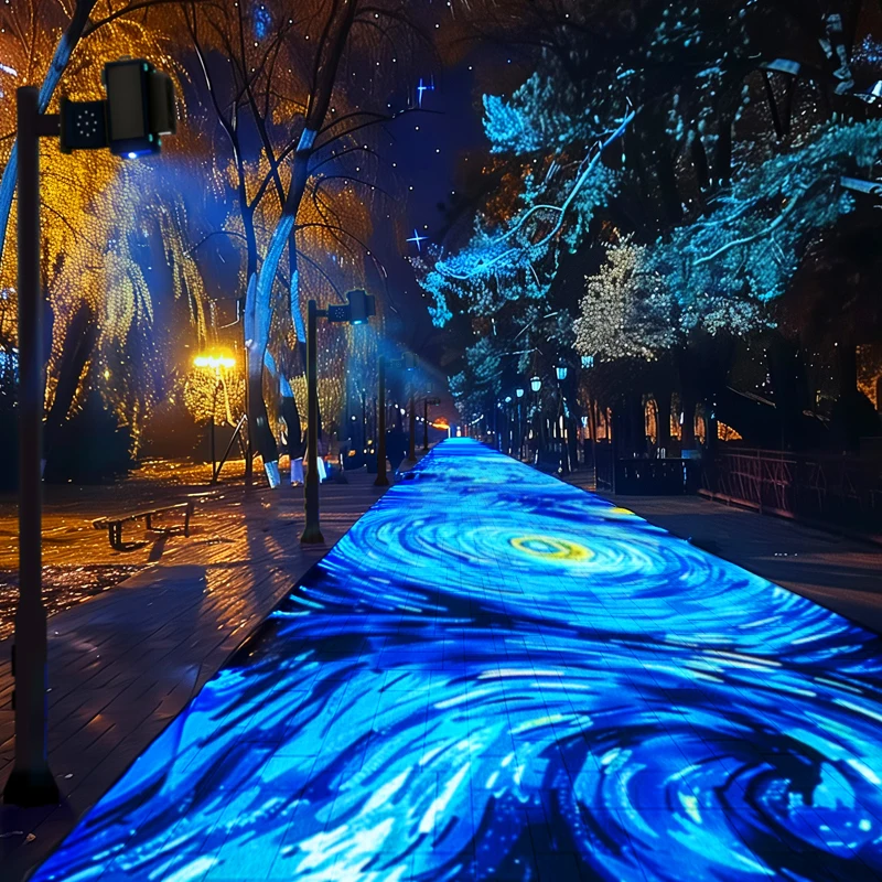 High Definition adjustable outdoor interactive projection,radar sensor,holographic display,for artistic,scenic spot