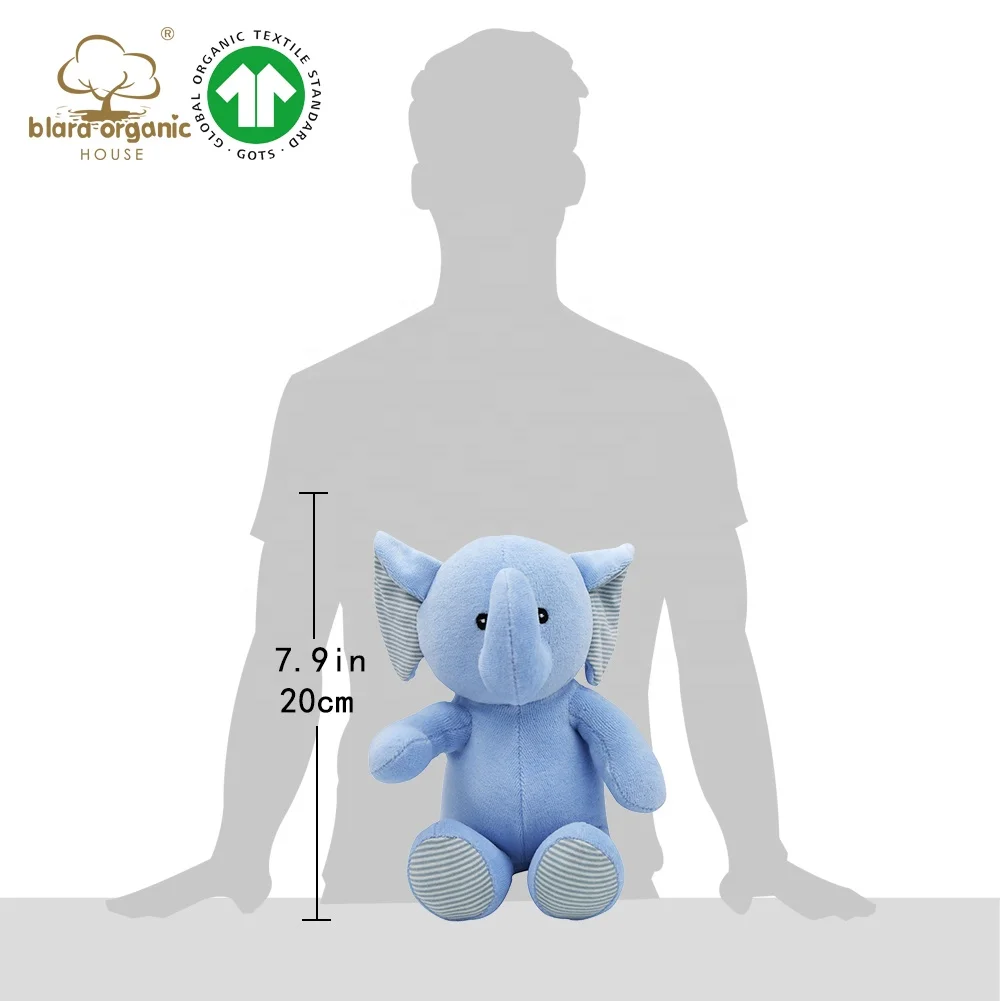 GOTS 100 Cotton New Baby Soft Animal Toys Organic Velour Bluey Elephant toys For Children