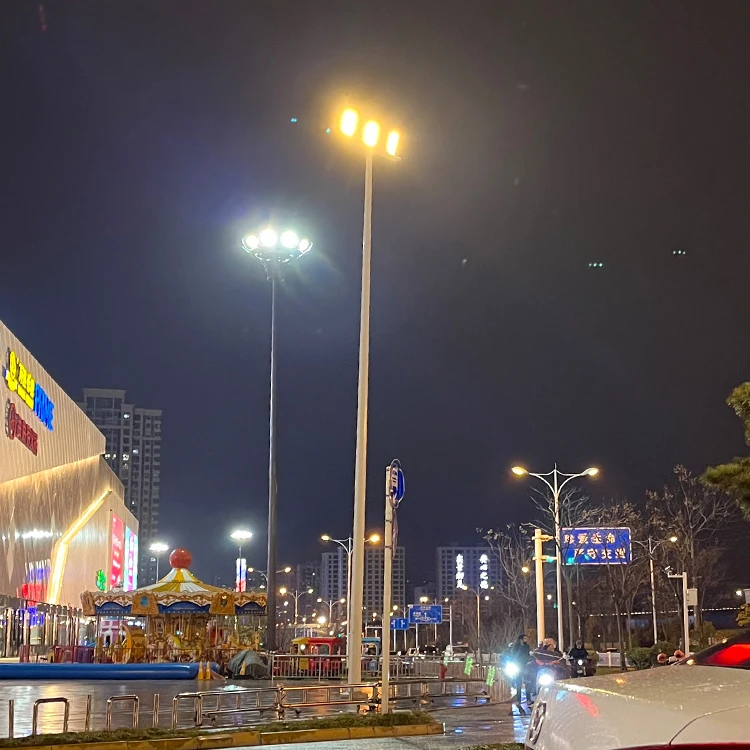 Hot Dip galvanized steel 15-50m Octagonal Round Square road lamp poles outdoor high mast flood lighting poles