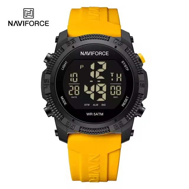 New NAVIFORCE NF7104 Luxury Mens Watch LCD Digital Casual Date and Week Alarm Waterproof Silicone Strap Electronic Watch For Men