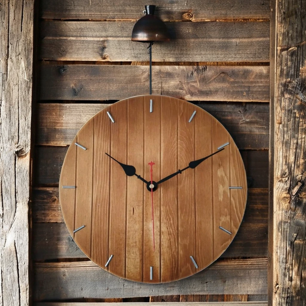 Classic Wooden Clock Round Minimalism Wall Clock Best For Home Living Room Decorative Design Wood Wall Clock