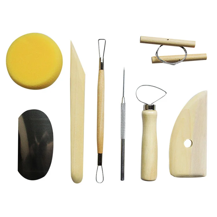 Pottery Tool Kit 8 Piece Sculpting Includesbwire Clay Cutter Loop Tool Needle Ribbon Too Double Wire End Fettling Knife