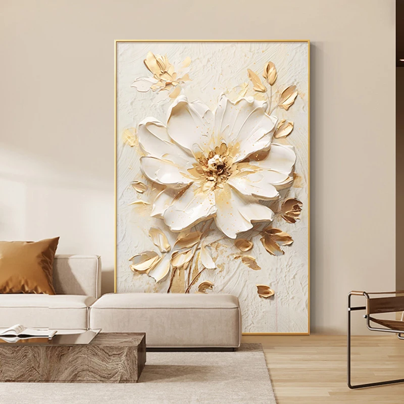 Modern Luxury Entrance Decoration Painting Minimalism Abstract Flowers For Living Room Bedroom Aisle Home Goods Decorative Art