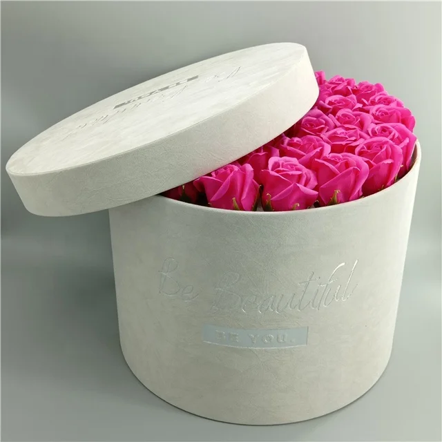 New design flower gift box round packaging luxury round flower box rose gold box mod