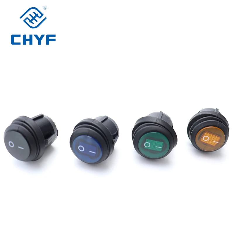 12V 20A Blue LED Lighted spst Round ON/Off 3 pins Waterproof round Rocker Switch for Marine Car RV Truck