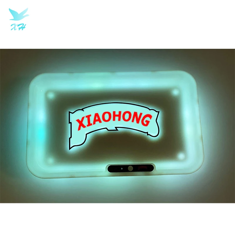 Custom Large LED Light Up Girl Rolling Tray and Grinder with Flash