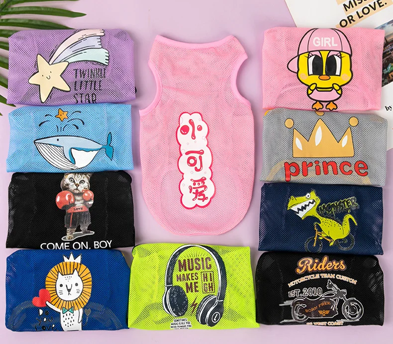 Doggy Apparel Sleeveless Pet Hawaiian Beach Clothing Dog Vest T-Shirt Costume Dog Shirt Puppy Breathable Mesh Clothes
