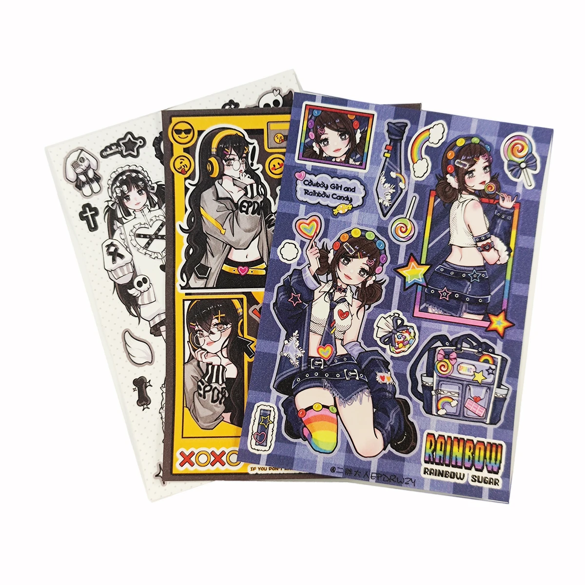 Customized cartoon sticker Sheet Kiss Cut Vinyl Sticker Glitter Self-Adhesive anime decorative stickers