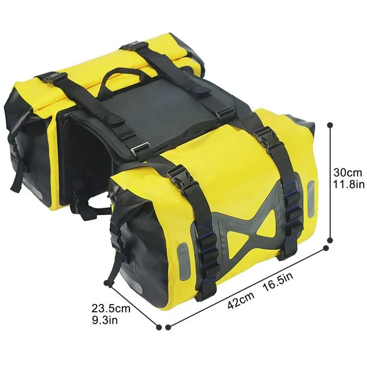 Custom PVC Tarpaulin Waterproof  50L Motorcycle Soft Saddle Side Bags Outdoor Cycling Travel Motorbike Bags