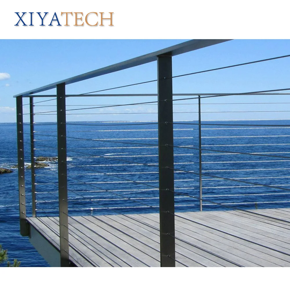 XIYATECH black modern stainless steel fence post for exterior deck railing cable handrail system