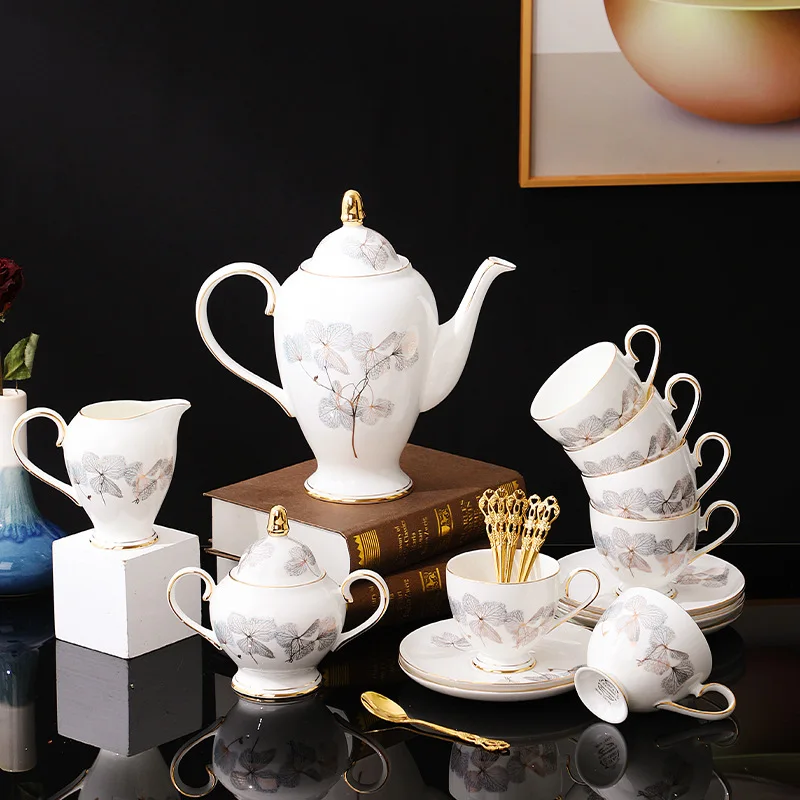 European bone china coffee set British simple afternoon tea bone china coffee cup and saucer coffee pot milk pot gift set