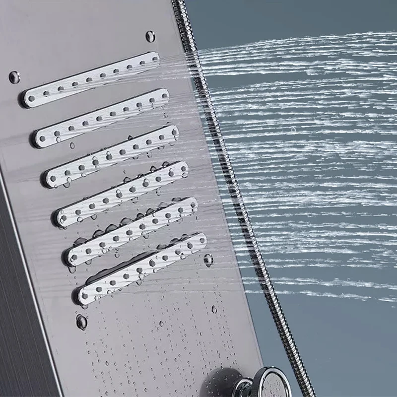 luxury wc toilet rain shower tower system bathroom wall mount shower column set black stainless steel led shower panel waterfall