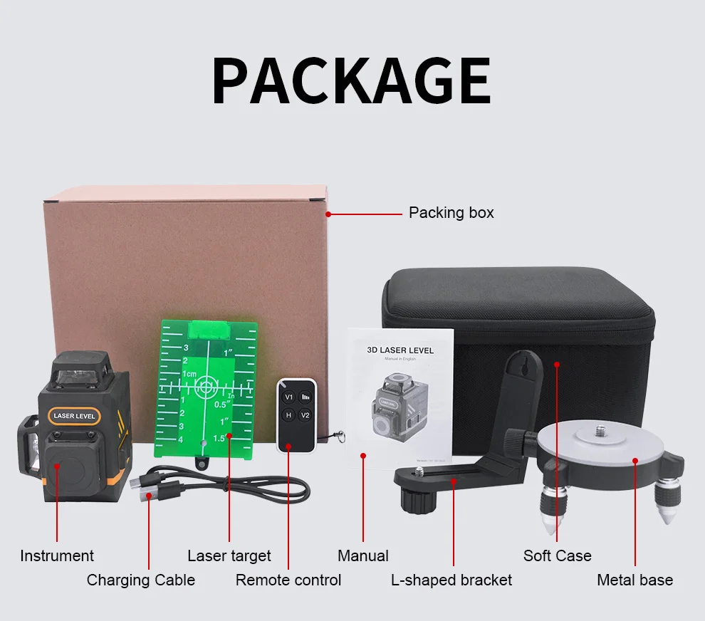 3d Laser Level 360 Degree Machine Tool Lazer Leveler 12 lines Tile Laser Leveling System Tool