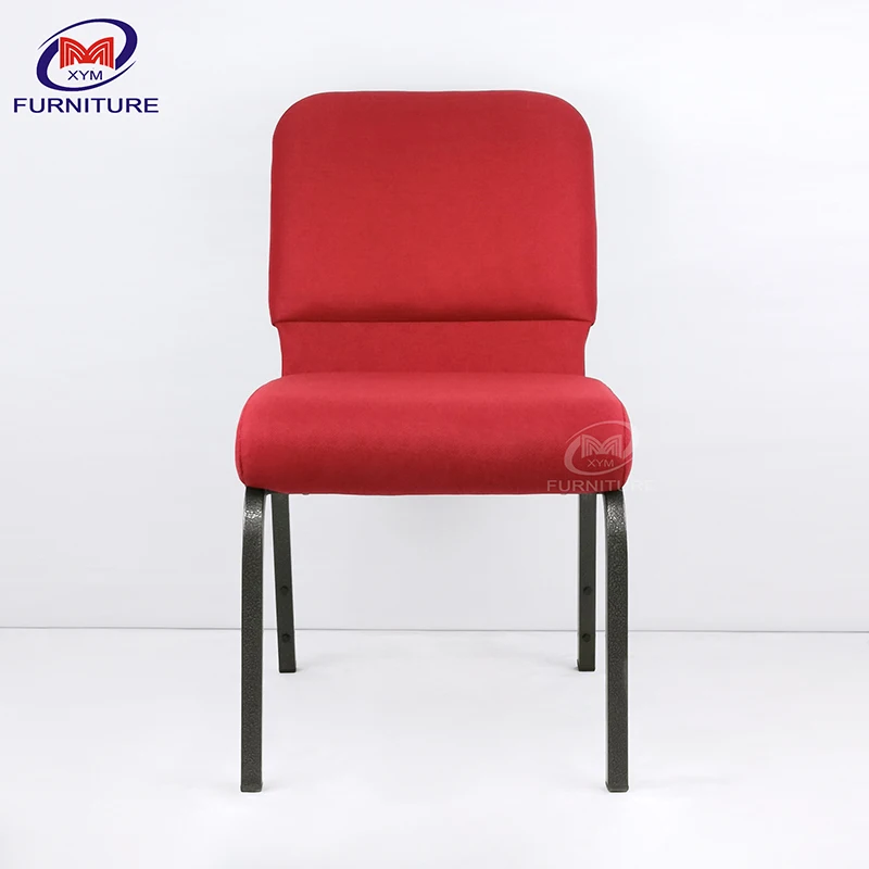 Banquet Theater Chair Padded Stackable Red Metal Conference Interlocking Church Chairs With Storage for Auditorium