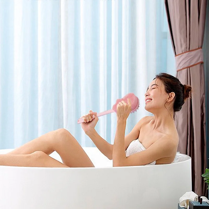Two Sides Bath Silicone Shower Brush Set Shower Cleaner Brush Long Handle Shower Brush