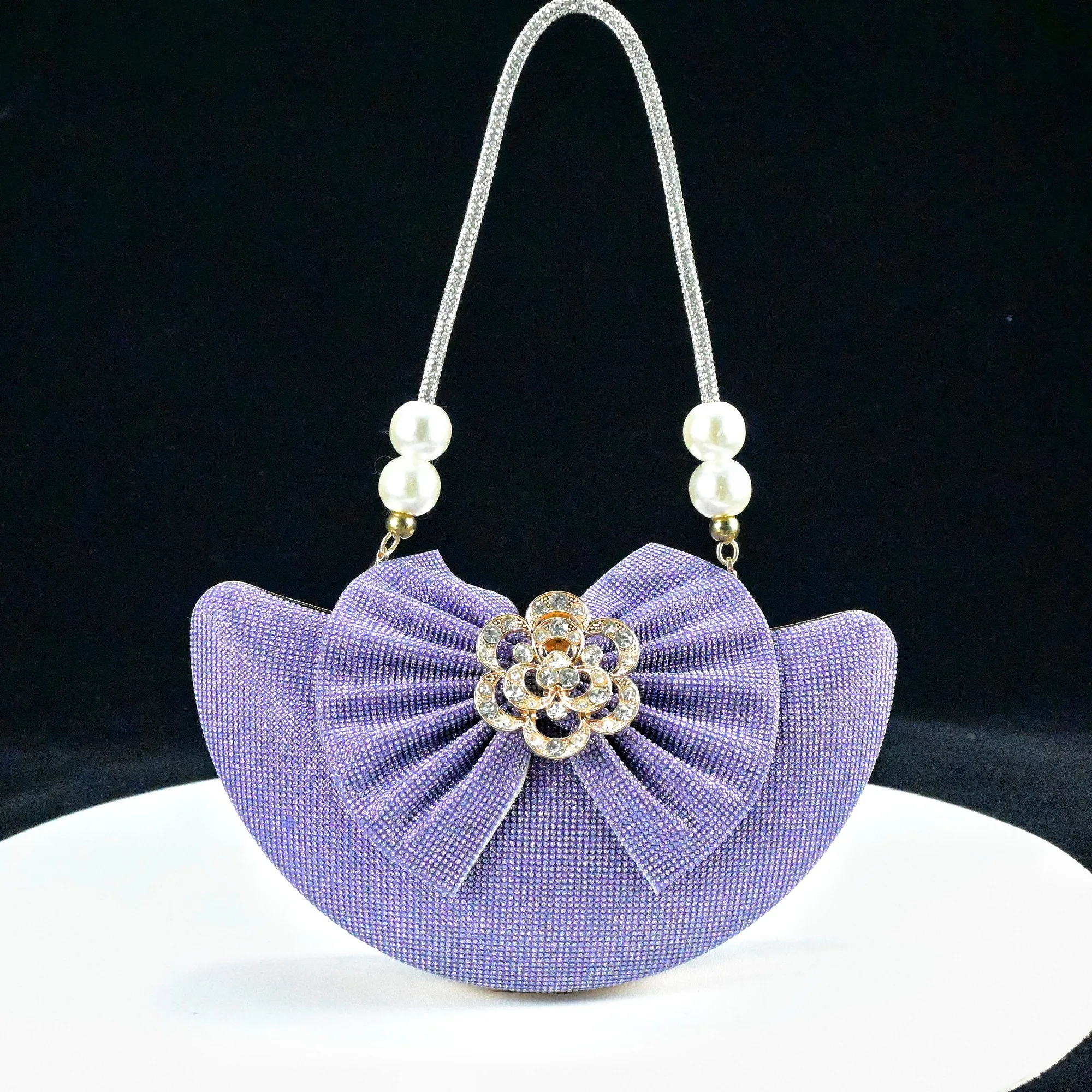 Rhinestone 2024 Purple Color Pointed Toes Design Ladies Sandal Shoes Matching Bag Set For Nigerian Women Wedding Party