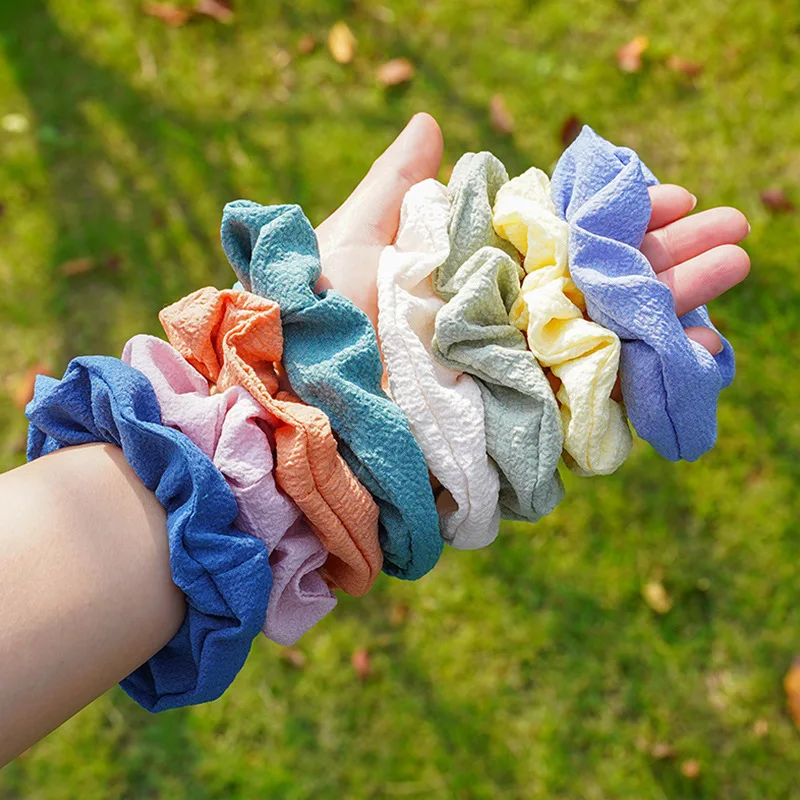 2312 Simple personality thread cloth scallop leather band candy color sweet everything with large size circle head rope tied pon