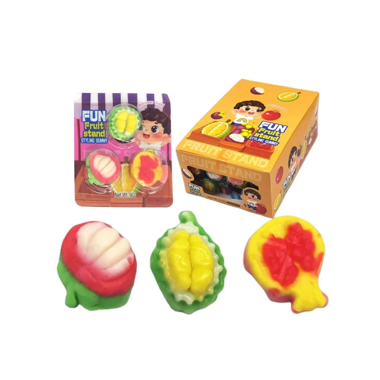 Hot Selling Cartoon 3d durian Shape 3 In 1 Jelly Gummy Candy For Kids