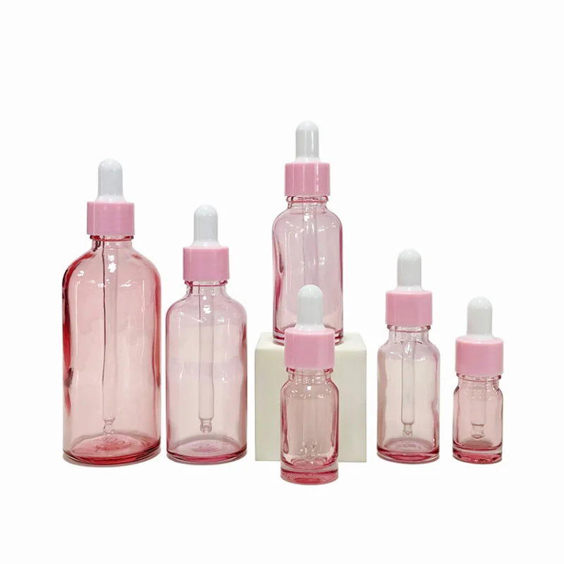 Cosmetic Packaging 30ml 50ml 100ml  Hair Oil Essential Oil Perfume Pink Rose Gold Glass Dropper Bottle For Skin Care Packaging