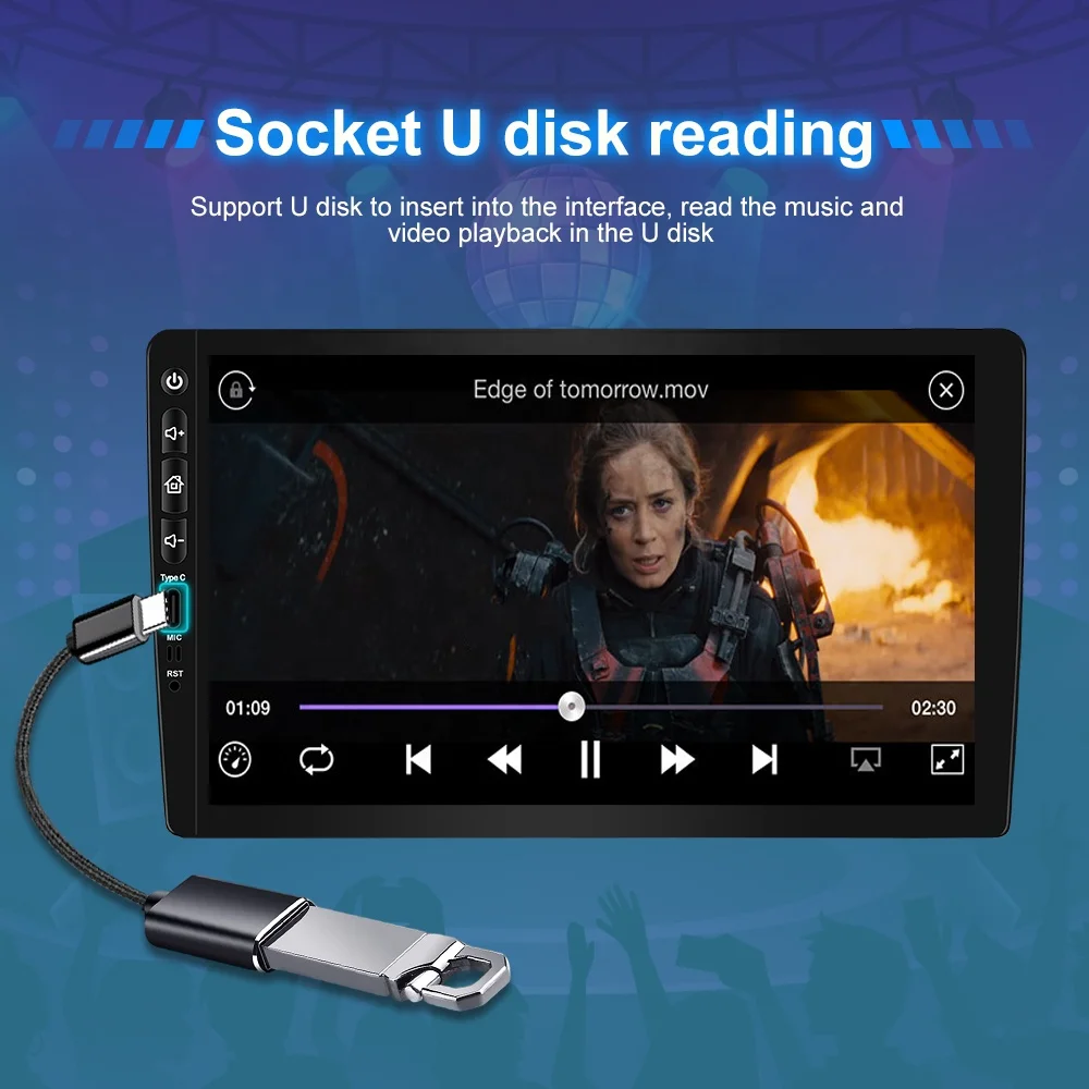 Jmance 9Inch Linux System Resolution IPS 1024X600 FM AM Wired Carplay Android Auto 2 Din Car MP5 Player