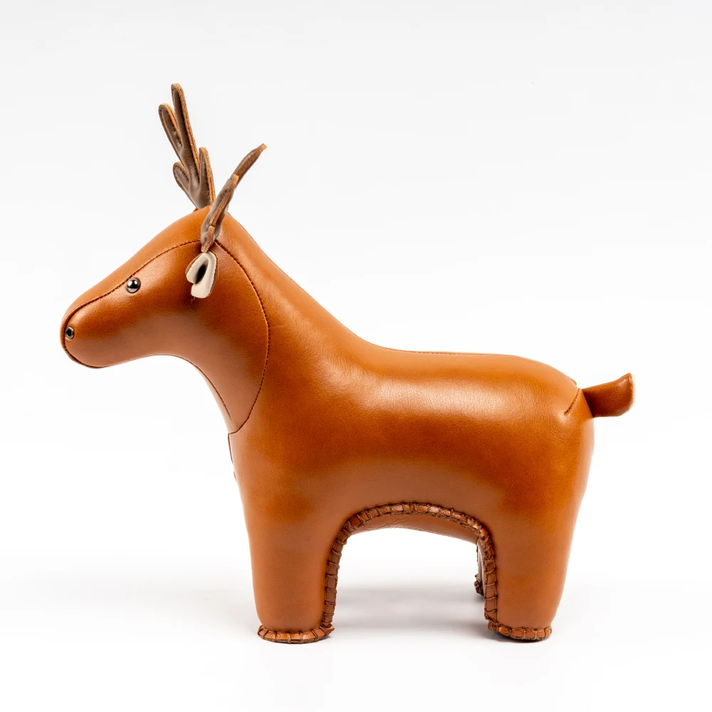 
Cozipop 7 inch Deer toys leather crafts Office Decorative Deer Bookend Tan for Shelves 