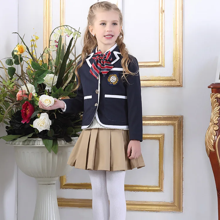 China Wholesale Manufacturer Kids Blazer School Uniform International High Primary Child School Uniform Costume 3-Piece