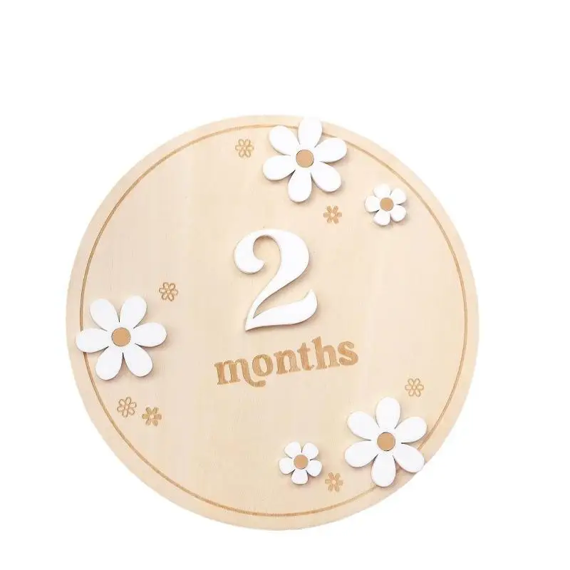 Wooden Daisy Flower Arched Milestone Cards Monthly Milestone Markers Interchangeable Milestone Card Photo Prop