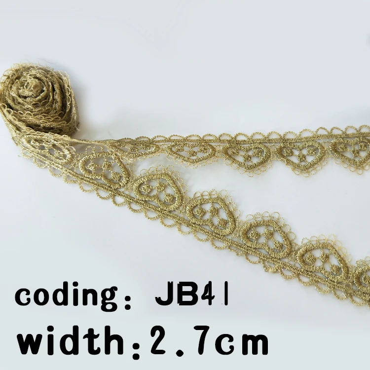 Wholesale Factory High Quality golden guipure Embroidered Lace Trimming fabric For woman Dress children clothing JB40-44