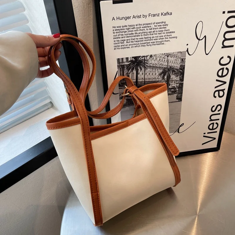 2022 Fashion Women Tote Bags Contrasting shopper bag -  Women  Mango United Kingdom Ladies Leather Purses And Handbags