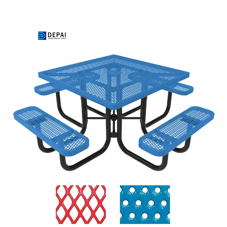 Уличный Расширенный стальной квадратный стол для кемпинга и пикника с зонтичным отверстием
