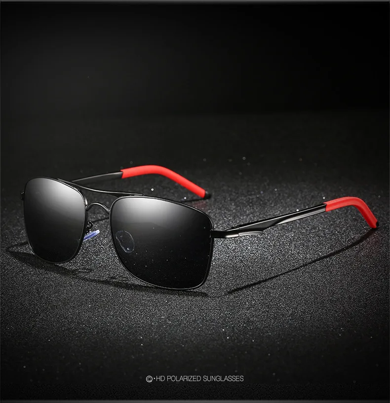 Classic Square polarized sunglasses for men UV400 fishing driving sunglasses aluminum magnesium leg sunglasses with coating