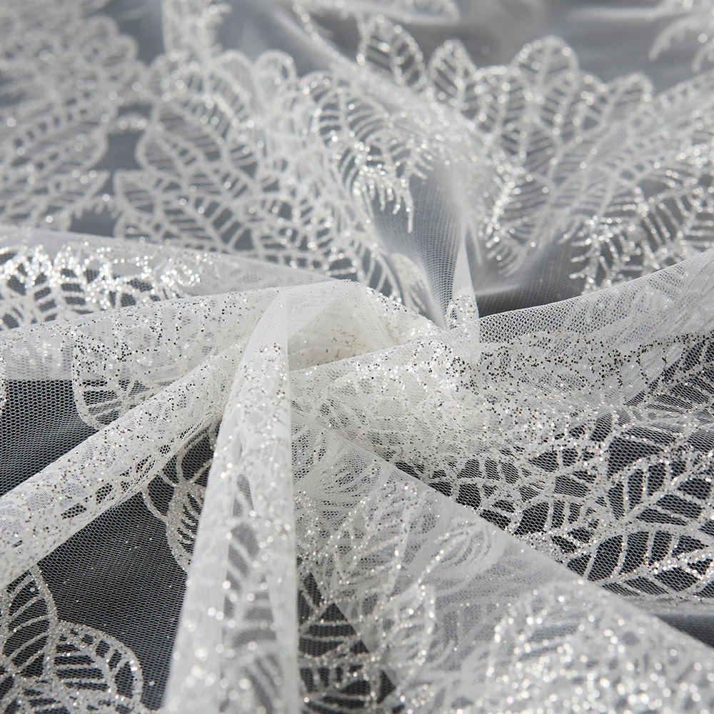 Fashion Mesh Net French Tulle Lace African Fabric For Wedding Evening Dress Tela De Encaje Dress Making With Sequins