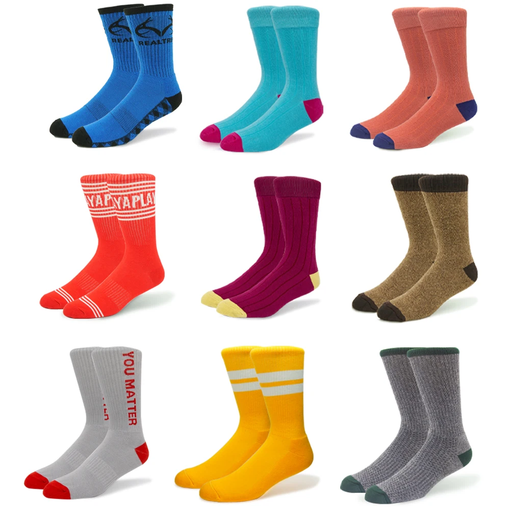 OEM Sport Customize Logo Designs Men 100% Cotton Business Crew Sock