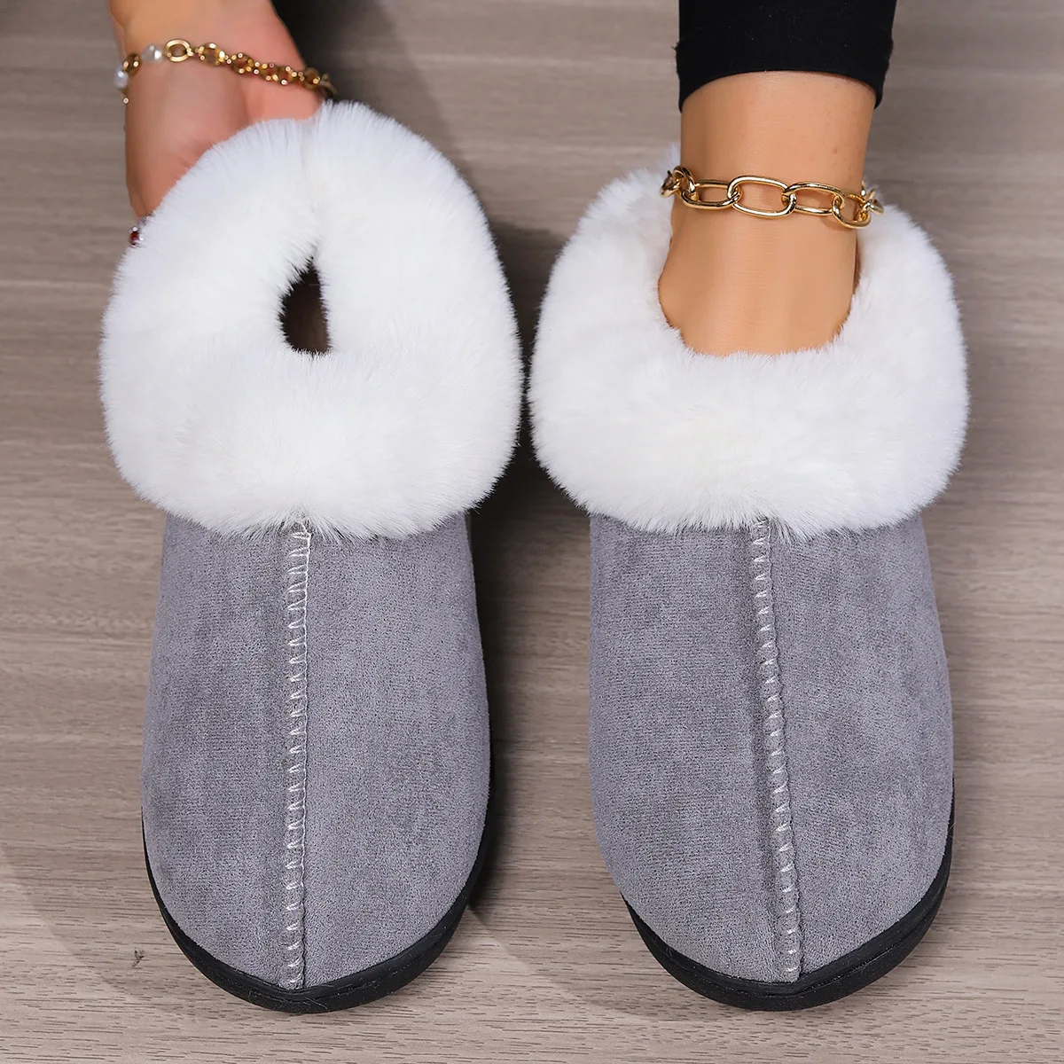 Customized Logo 2023 Winter Plush Sneaker Slippers Indoor Slides Funny Slippers  for Men women