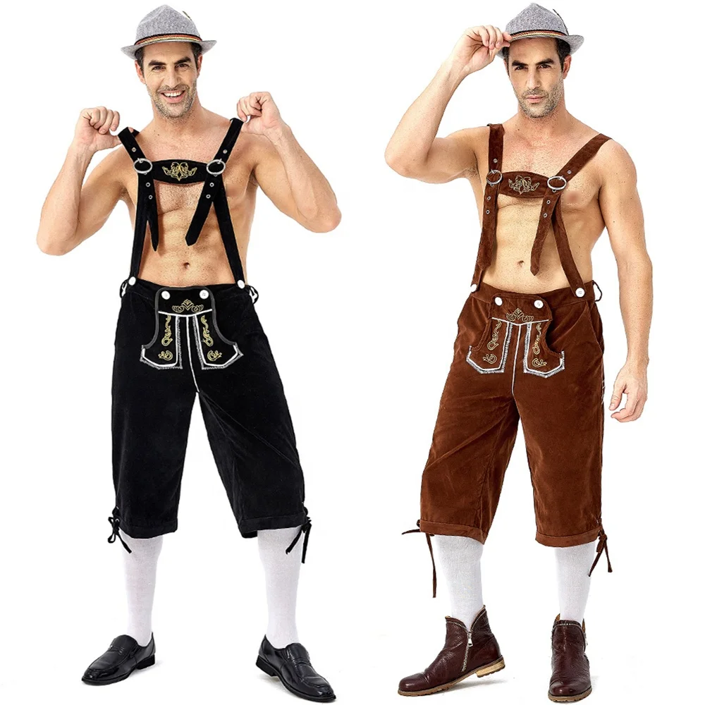 Beer Men Germany Oktoberfest Pants Traditional Bavarian Beer Man Lederhosen Shorts Halloween Party Cosplay Costume