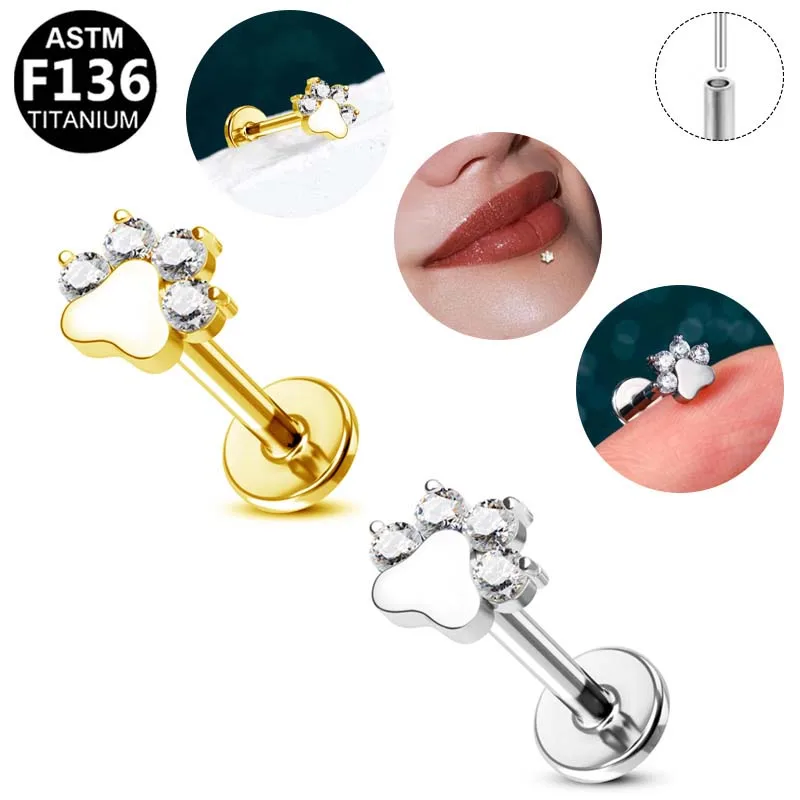 Gaby push in ASTM-F136 titanium labret hot selling high quality  jewelry threadless piercing lip ring for friend