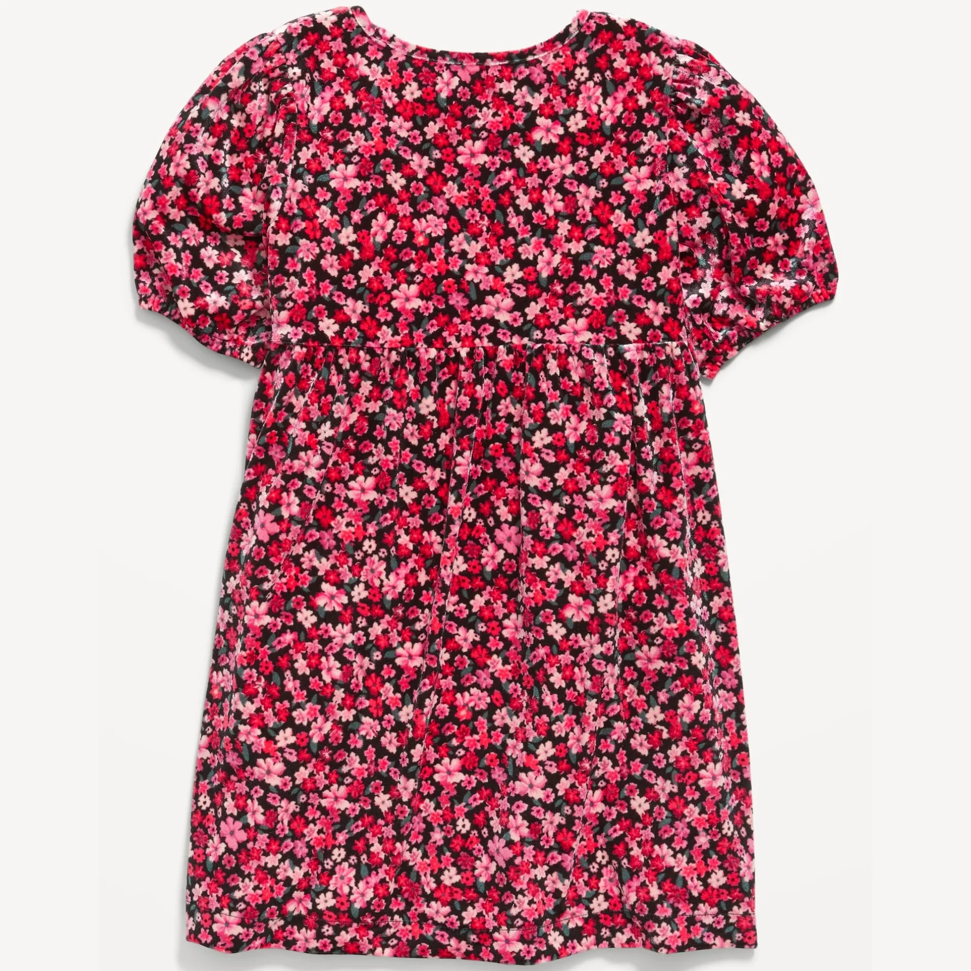 Custom OEM Summer Short Sleeve Printed Velvet Children Boutique Flower Dresses Children Skirt Baby Girl Clothes Girl Dress