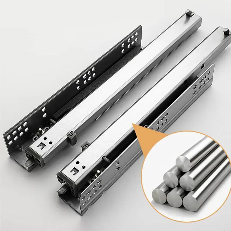 push to open hidden telescopic rails 3 fold damper basket drawers channel soft close undermount concealed drawer slide