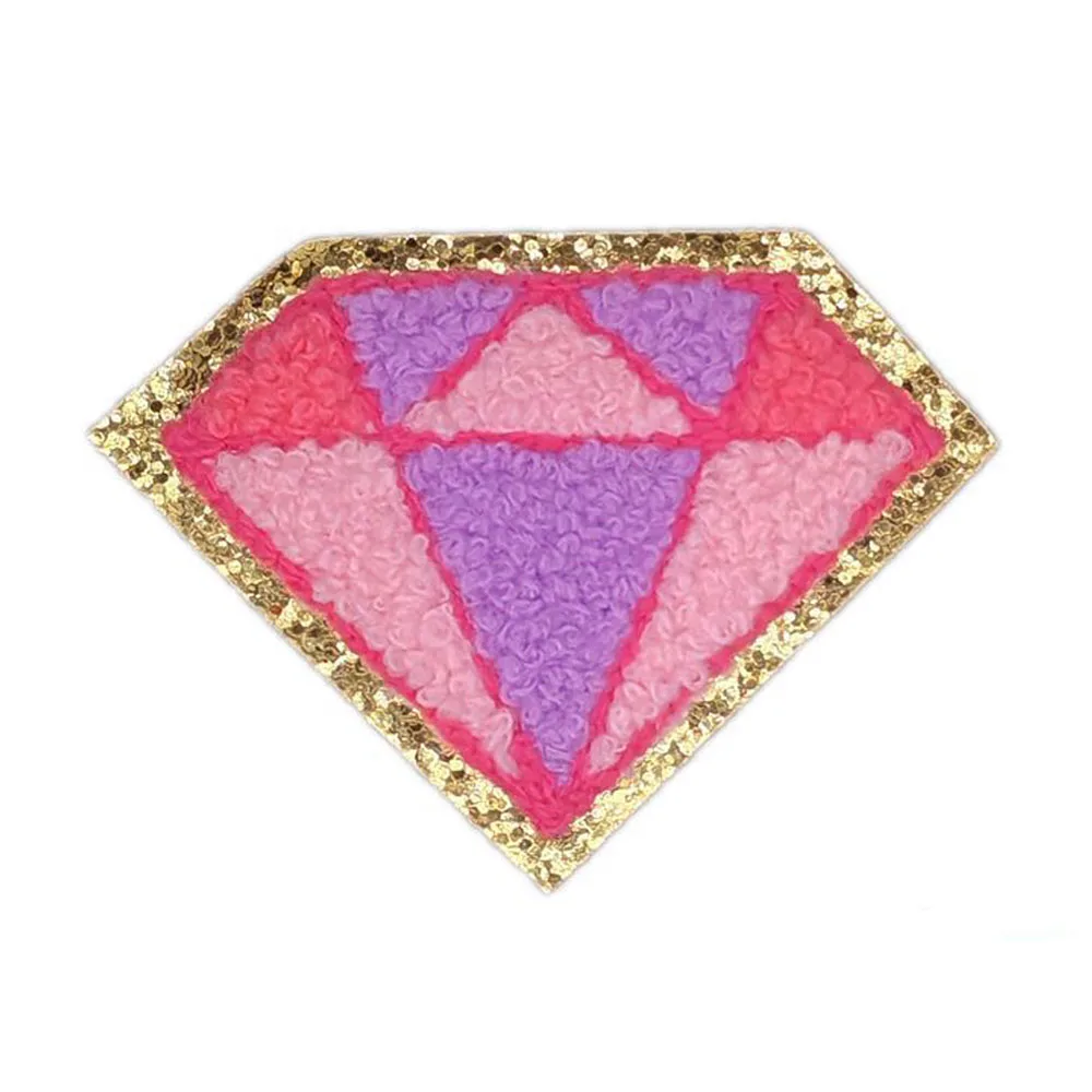 Factory Custom Wholesale Fashionable Christmas Iron-On Glitter Chenille Patch Embroidered Laser Cut Border Twill Fabric Type