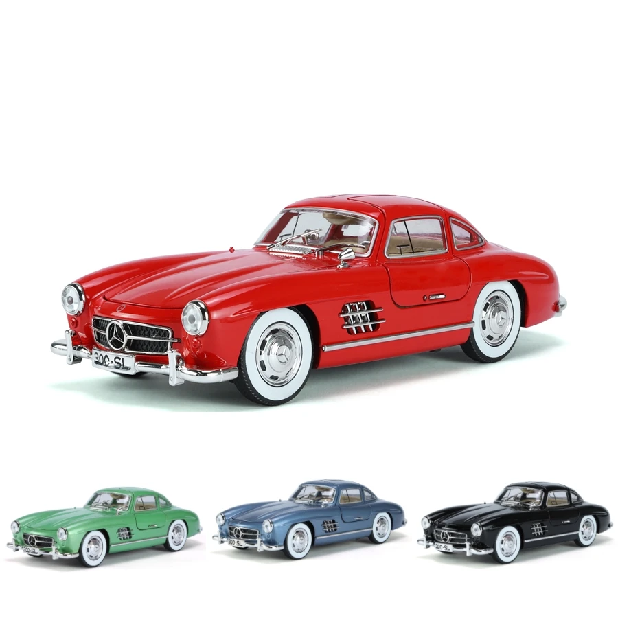 1/24 Mercedes-Benz 300SL металлическая винтажная модель игрушечного автомобиля в стиле ретро Классическая миниатюрная звуковая подсветка коллекция подарков для мальчиков