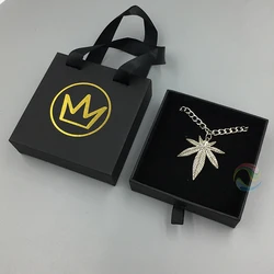 Wholesale Hard Custom LOGO Ribbon Handle Brown Kraft Paper Drawer Jewelry Gift Boxes