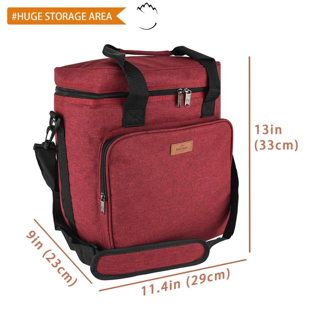 Freshore 6 Wine Bottles Carrier Bag - Insulated Cooler Travel Tote - Premium Large Portable Bottle Carrying