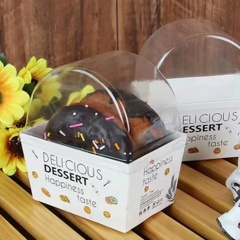 MOQ 500sets Take Out Cardboard Roast Food Packaging Disposable Egg Drop Sandwich Hamburger Box With Dome Cover