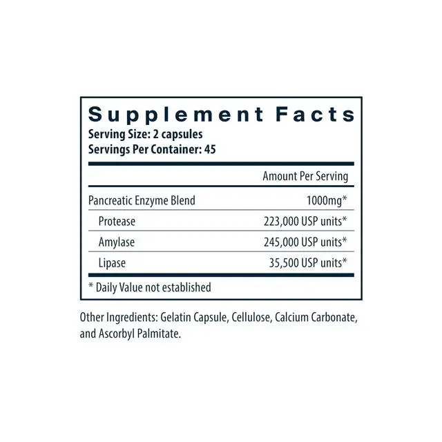 Pancreatic Enzymes Full Strength, Gluten, Dairy, Soy-Free Digestive Aid with Pancreatin, Protease, Amylase OEM