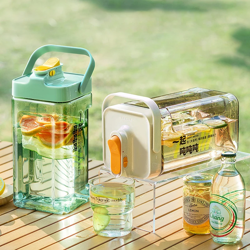 3.5l Refrigerator Cold Kettle Fruit Lemon Teapot Beverage Tap Dispenser Large Capacity Ice Water Dispensing  juice bucket cups