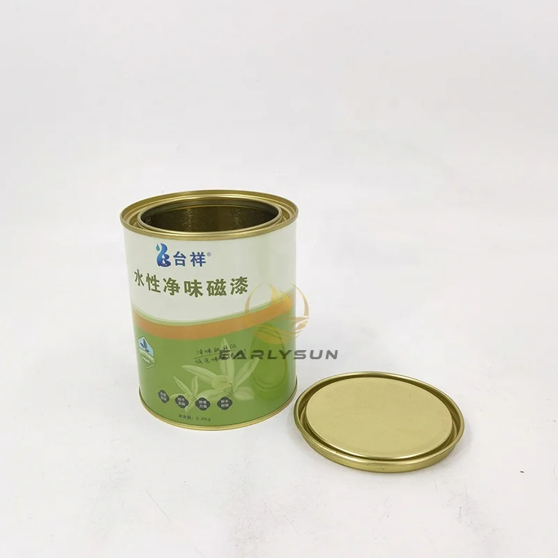 Custom 1 Liter Metal Round Tin Can For Water Based Paint With Lids Empty Paint Buckets