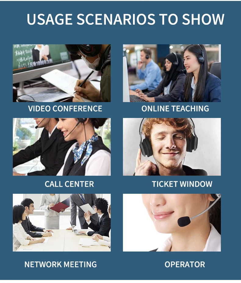 
Telecommunication Headset PC Stereo wired Headphone Noise Canceling for call center skype online meeting for office for tablet 